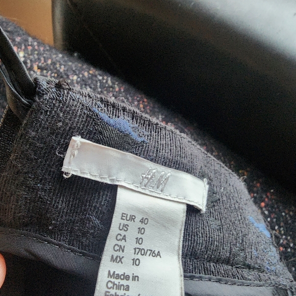 H&M knee length blue black brocade skirt 28" waist POCKETS! GEORGEOUS - Picture 11 of 11